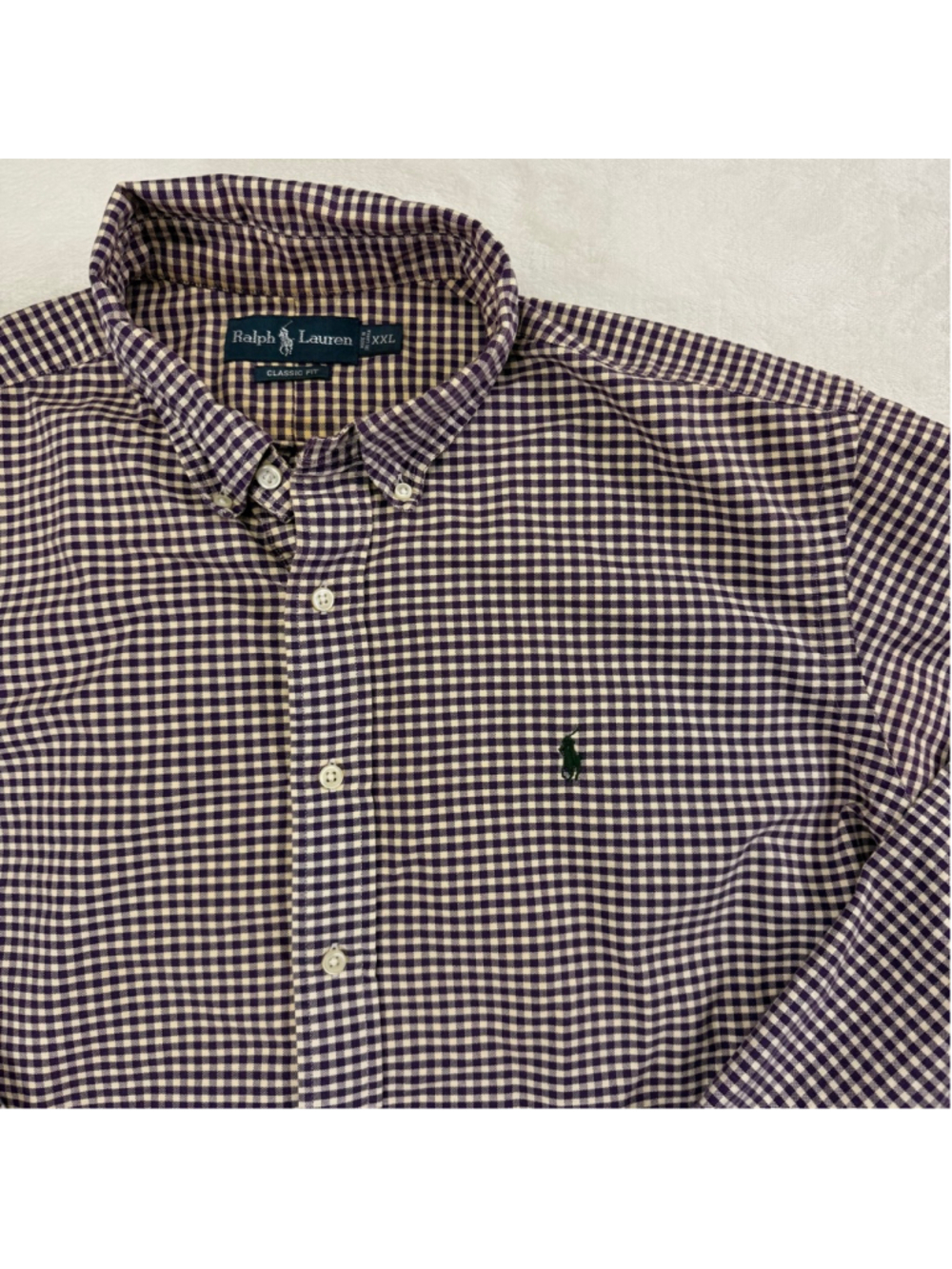 Men's‎ Ralph Lauren Casual Button Down Shirt XXL Purple Beige Gingham